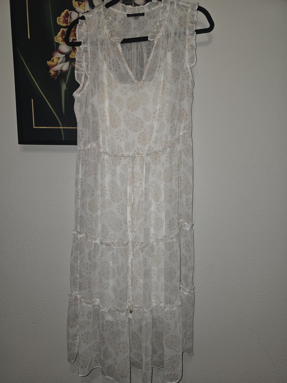 Tommy Hilfiger Light Cream Paisley Tiered Maxi Dress